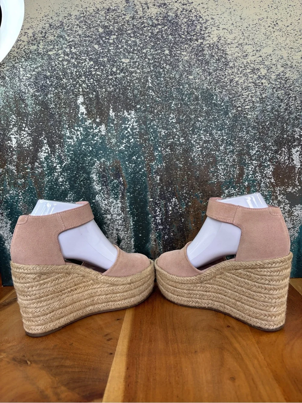 Marc Fisher LTD Mediterranean Suede Platform Espadrille Wedge Sandals Sz 6.5 GUC